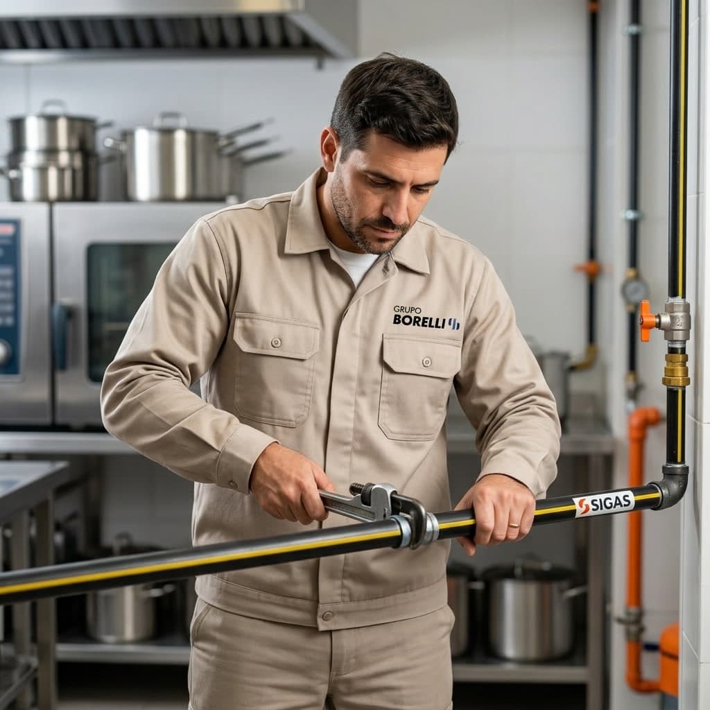 Gasista Matriculado trabajando en una instalación de gas